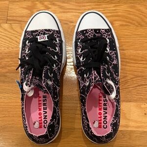 Converse Hello Kitty Black and Pink Patterned Sneakers